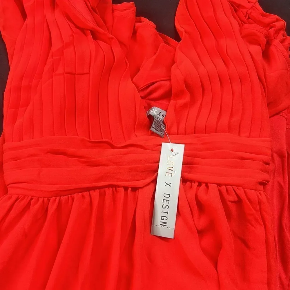 Love X Design Athen Plunging V-Neck Maxi Dress, Red, NWT - Picture 13 of 13